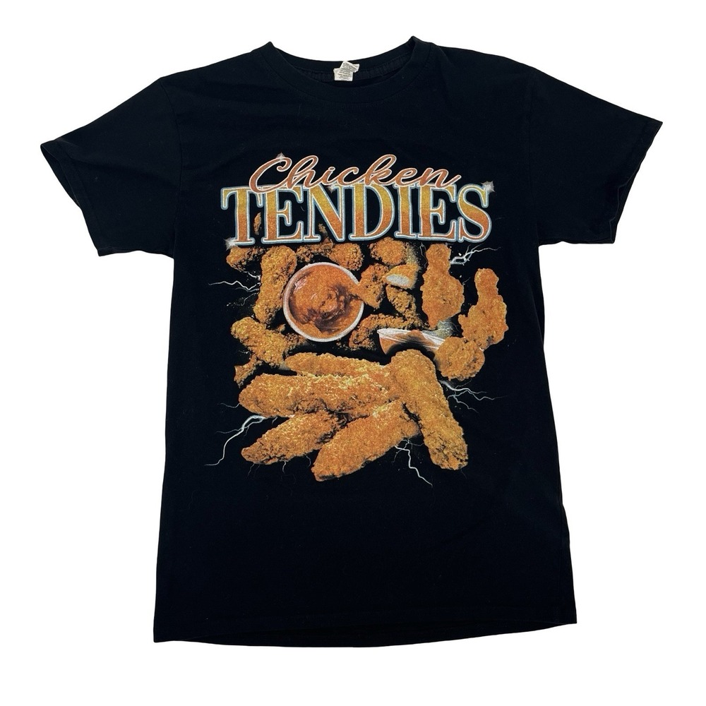 Brisco Brands Chicken Tendies Graphic T-Shirt Black Small Funny Food Meme Tee